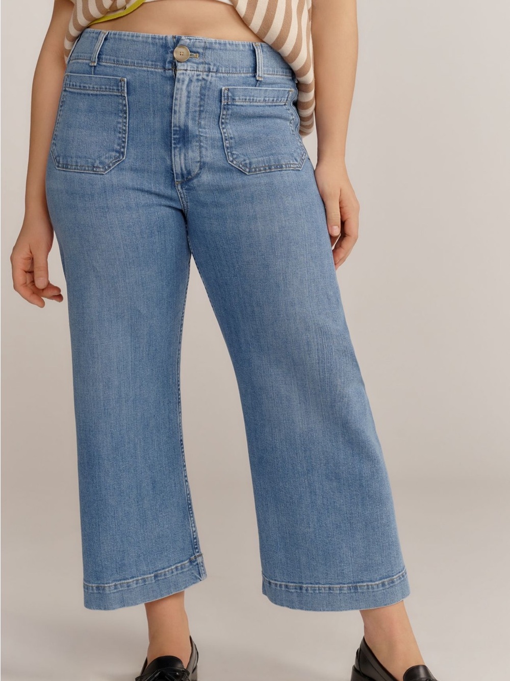 Maeve Collette High-Rise Wide-Leg Crop Jeans